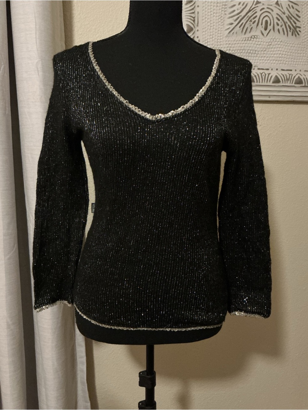 Vintage Moschino Jeans black metallic knit sweater